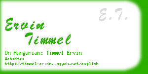 ervin timmel business card